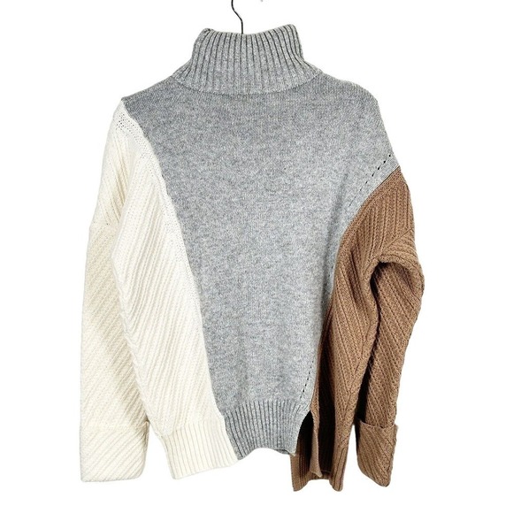 French Connection Viola Knits High Neck Jumper Color Block Sweater XS NWT $168 - Picture 7 of 10